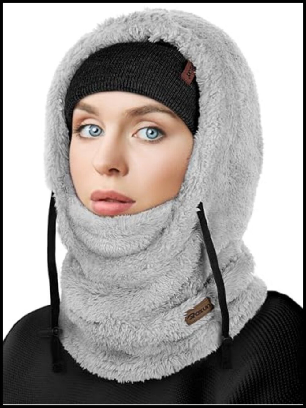 Fleece Balaclava Windproof Ski Mask Winter Neck Cover Drawstring